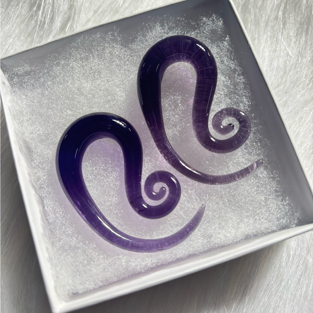 Purple Glass Spiral Ear Gauges